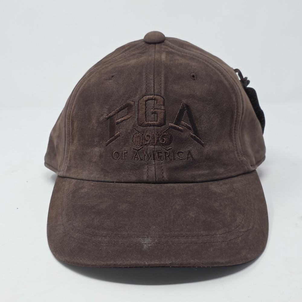 Ahead PGA America 1916 Brown Suede Leather Golf Hat Adjustable Strapback Cap